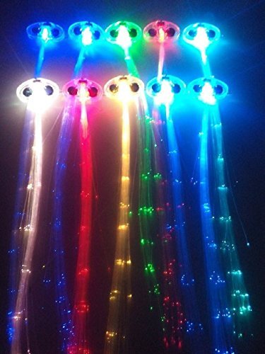 6952986299944 - LUMIPARTY 14'' LIGHT-UP FIBER OPTIC LED HAIR LIGHTS MULTICOLOR FLASHING BARETTE RAVE PARTY HAIR ACCESSORIES ( 6PCS)