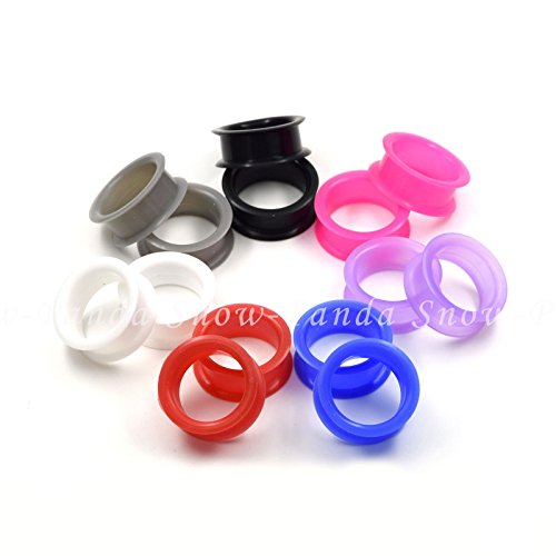 6952987876090 - 7 PAIR MIX COLOR SILICON EAR FLESH TUNNEL PLUG EARSKIN EARLETS PIERCING JEWELRY PAIR OF BLACK,GRAY,WHITE,RED,BLUE,PURPLE,PINK,9/16 (14 MM),
