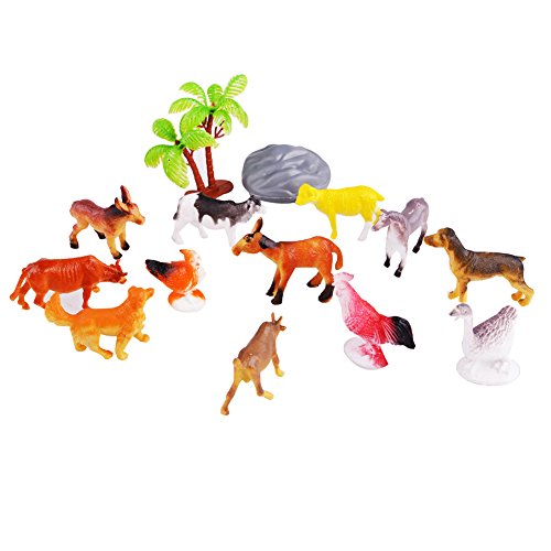 6953055320682 - GLOWSOL PLASTIC FARM ANIMAL ACTION FIGURE ASSORTMENT KIDS EDUCATIONAL TOY SET OF 12