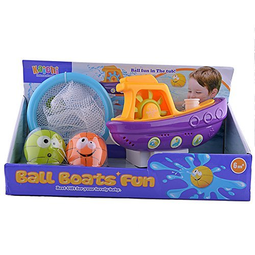 6953055329388 - GLOWSOL BABY BATH TOYS BUNDLE WITH BALLS AND BOAT FOR FUN BATH TIME