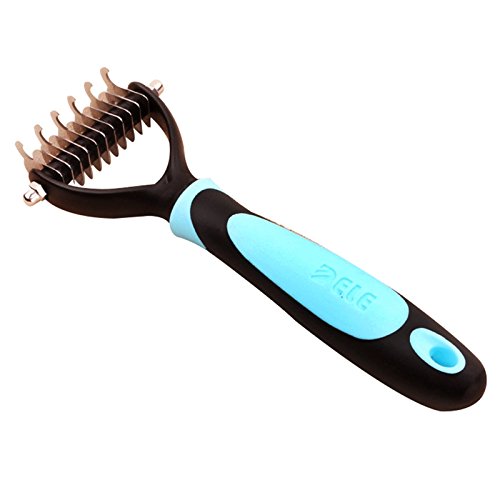6953055752025 - ASYPETS QUALITY PET GROOMING DEMATTING COMB FOR SMALL DOGS, LARGE DOGS AND CATS - 2 SIDED STAINLESS STEEL UNDERCOAT RAKE TOOL - GREAT FOR REMOVES LOOSE UNDERCOAT, MATS AND TANGLED HAIR