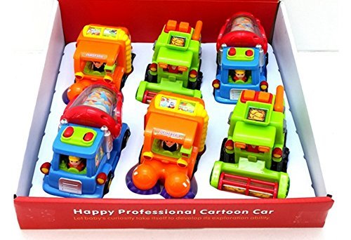 6953055754616 - GEEFIA SET OF 6 PROFESSIONAL CARTOON CARS FRICTION POWERED CONSTRUCTION VEHICLES FOR KIDS