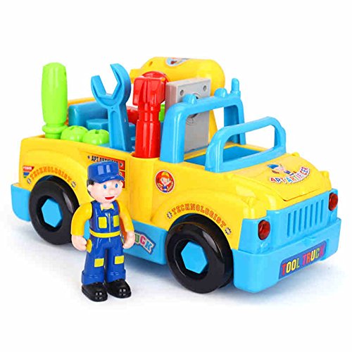 6953055754630 - GEEFIA TOOL TRUCK TOY MULTIFUNCTIONAL TAKE APART BUILDING TOY WITH ELECTRIC DRILL AND TOOLS, BUMP AND GO, MUSIC AND LIGHT