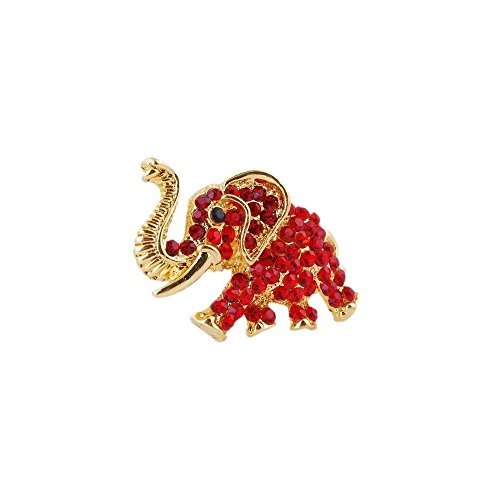 6953061124953 - LOVELY STYLE CRYSTAL RHINESTONE GOLD TONE BABY CHRISTMAS ELEPHANT PIN BROOCH HOT RED,