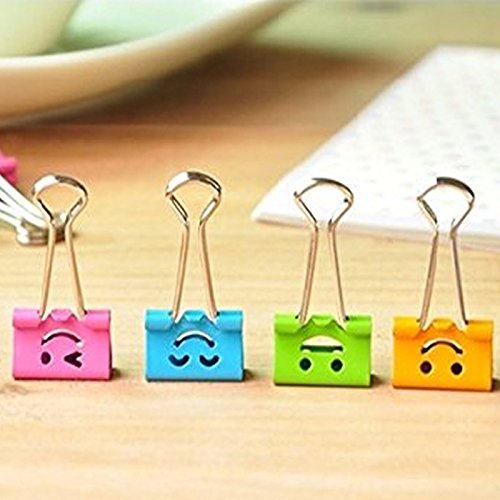 6953063669407 - 10 X SMILING METAL BINDER CLIPS SCHOOL OFFICE PAPER IMPRESSIONS ORGANIZER GIFT