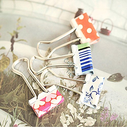 6953063669421 - 24 X FLOWER DOTTING 19MM WIDTH METAL PAPER CLIP BINDER CLIPS LONG TAIL CLAMP