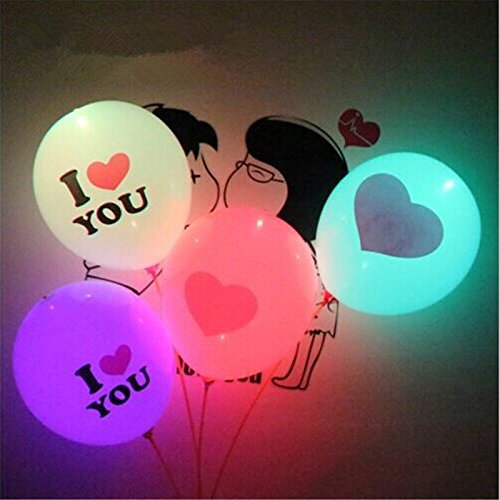 6953065670678 - GLOWSOL LED COLOR LUMINOUS BALLOON BIG HEART SHAPED PRINTED VALENTINE'S DAY BALLOON LOVE MARRIAGE BALLOONS WHITE
