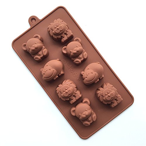 6953065671729 - NON-STICK SILICONE SQUARE CHOCOLATE CANDY PASTRY MAKING MOLD ICE CUBE TRAY SET OF 3(BEAR LION+MAPLE PALM LEAVES+BEE BEETLE)