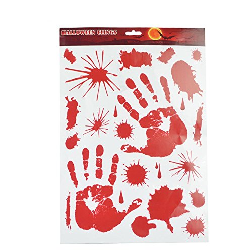 6953067369372 - GLOWSOL RED GRAPHIC HALLOWEEN DECAL PVC STICKER GLASS PASTES GLASS POSTS DECORATION PARTY PROP SHEET DRIP BLOODY HANDPRINT 1PC