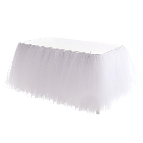 6953068402689 - TABLE SKIRT | TUTU TULLE 1 YARD CENTERPIECE TABLEWARE COVER FOR WEDDING BIRTHDAY BABY SHOWER SLUMBER PARTY DECORATION (WHITE)