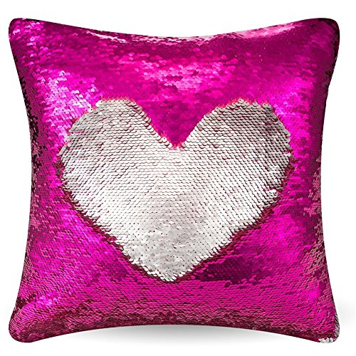 6953068402788 - PILLOWCASE | IDEALHOUSE REVERSIBLE SEQUINS MERMAID MAGIC DOUBLE COLOR PATTERN CHANGING STYLISH GLITTER PILLOW COVER FOR HOME SOFA THROW CUSHION DECORATIVE (SILVER ROSE)