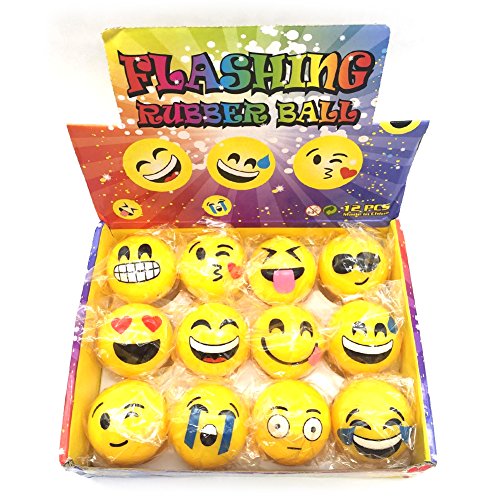 6953069730460 - EMOREFUN JOE LED FLASHING EMOJI FACE SQUEEZE BOUNCY BALLS RELIEVE STRESS AND ANXIETY EMOTIONAL RELAX NOVELTY RUBBER TOY, PARTY FAVORS FOR FUN OFFICE HOLIDAY GIFT, SET OF 12