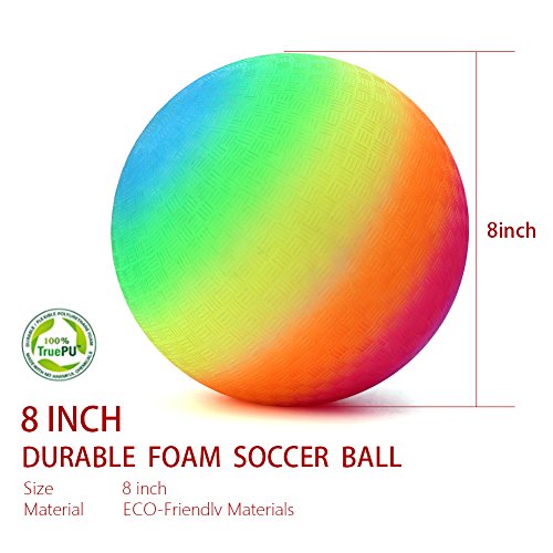 6953069730477 - EMOREFUN JOE 8 INCH RAINBOW PLAY BALL NEON COLOURED FOAM PLAYGROUND KICKBALL FOR PLAYING YOGA TRAINING SPORTS, TOY SOCCER RUBBER BALL BIRTHDAY GIFTS FOR KIDS