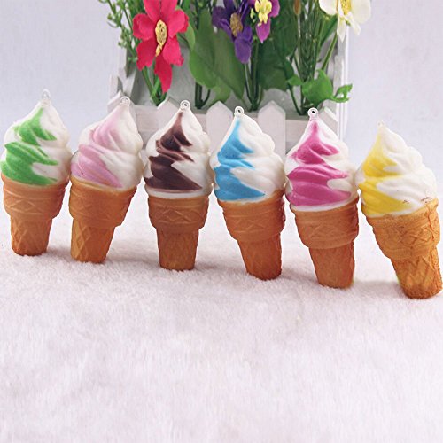 6953070687883 - GEEFIA 3 PCS SQUISHY ICE CREAM SOFT PU SIMULATED FOOD PENDANT TOY CUTE CELLPHONE BAG STRAP PENDANT CHARMS GIFT