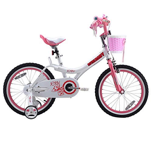 6954351400382 - ROYALBABY JENNY PRINCESS PINK GIRL'S BIKE WITH TRAINING WHEELS AND BASKET, PERFECT GIFT FOR KIDS, 18 INCH WHEELS