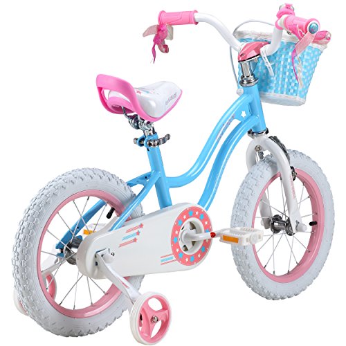 6954351400443 - ROYALBABY STARGIRL GIRL'S BIKE WITH TRAINING WHEELS AND BASKET, PERFECT GIFT FOR KIDS. 16 INCH WHEELS, BLUE