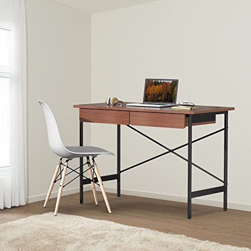 6955165616389 - ALKMAAR WRITING DESK WITH 2 DRAWERS, HOME OFFICE DESK WITH STORAGE, SPACE-SAVING GAMING COMPUTER DESK PC TABLE WORKSTATION, MODERN STUDY LAPTOP TABLE