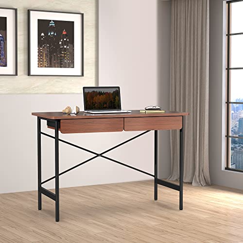 6955165616402 - ELETHEBIA COMPUTER DESK FOR STUDENTS, 43 INCHES GAMING DESK WITH 2 STORAGE DRAWERS FOR HOME OFFICE WRITING DESK, MAKEUP VANITY CONSOLE TABLE