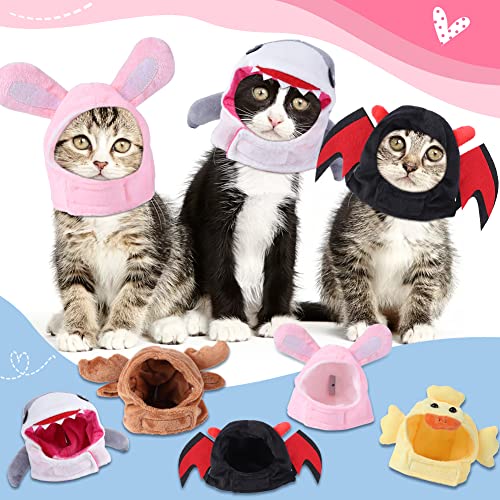 6955192009864 - 5PCS CAT HATS FOR CATS PET CUTE HAT ADJUSTABLE FUNNY PET HAT WITH EARS PARTY COSTUME ACCESSORIES HEADWEAR FOR CAT KITTEN PUPPY PET KITTEN HALLOWEEN COSTUMES FOR CAT