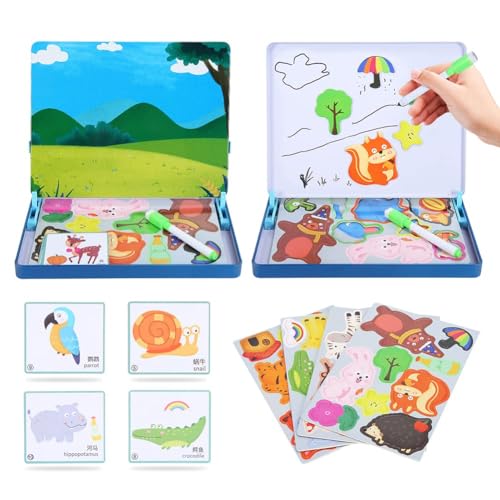 6955580417424 - WPOND ANIMAL MAGNETIC PUZZLES FOR KIDS, JIGSAW PUZZLE DRAWING BOARD WITH FLASH CARDS, MONTESSORI LEARNING AND EDUCATION TOYS FOR TODDLERS