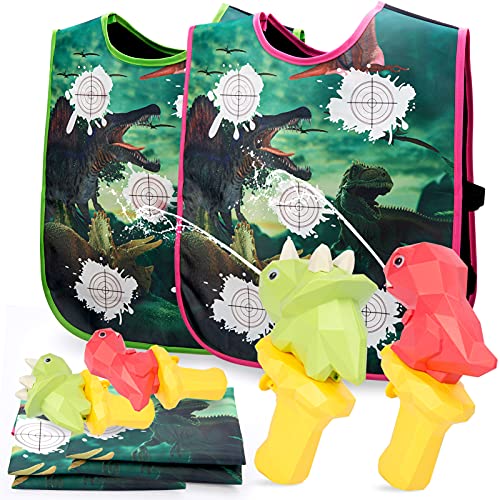6955580976570 - 8-PIECE DINOSAUR SQUIRT GUN SET - WATER BLASTER SOAKERS WITH WATER-ACTIVATED VESTS, LONG-RANGE SHOOTING TOY FOR SUMMER