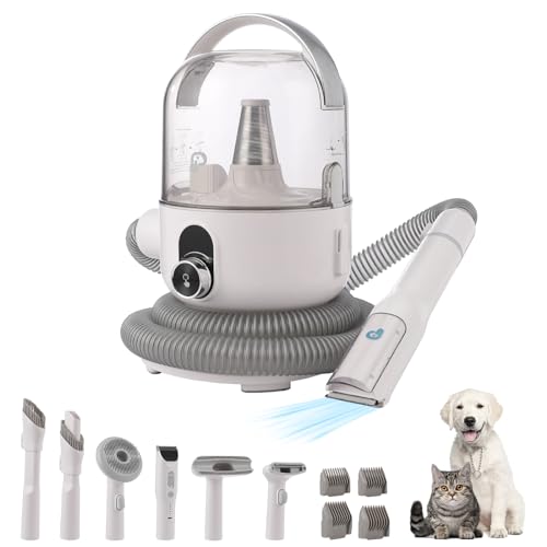 6955596417623 - DOG GROOMING VACUUM KIT, 13.4KPA SUCTION POWER PET HAIR VACUUM FOR SHEDDING GROOMING WITH 2L LARGE CAPACITY HAIR STORAGE, 5 PROFESSIONAL PET GROOMING TOOLS FOR DOGS CATS GREY