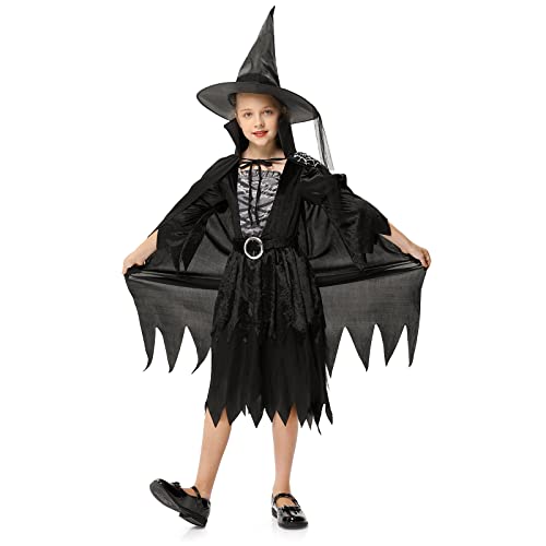 6955601884099 - PULLAFUN HALLOWEEN WITCH COSTUME FOR KIDS - BLACK WITCH DRESS FOR TODDLER - CLASSIC COSTUME FOR PARTY DRESS-UP