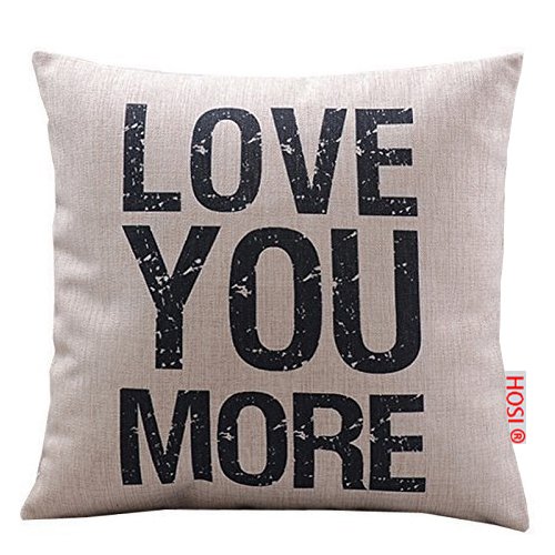 6955642750780 - GENERIC LOVE YOU MORE COTTON LINEN PILLOW COVER, 17.3 X 17.3, WHITE