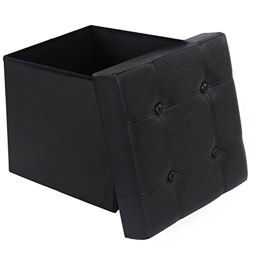 6955880361403 - ON SALE! SONGMICS XL 18 7/8 FAUX LEATHER OTTOMAN COFFEE TABLE WITH STORAGE COLLAPSIBLE SQUARE CUBE ULSF50B