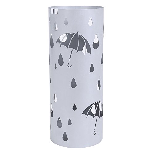 6955880362387 - SONGMICS METAL UMBRELLA STAND SILVER GRAY UMBRELLA HOLDER HOME OFFICE DECOR WITH DRIP TRAY AND HOOKS ULUC23S