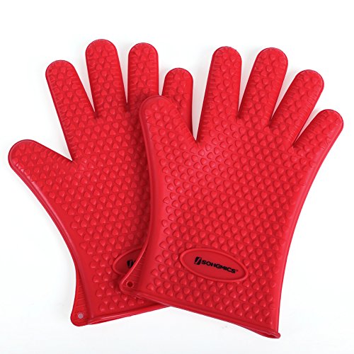6955880363490 - SONGMICS SILICONE OVEN GLOVES HEAT RESISTANT OVEN MITTS POTHOLDER FOR KITCHEN COOKING GRILLING SMOKING BAKING PIZZA BBQ 1 PAIR UKOG27R