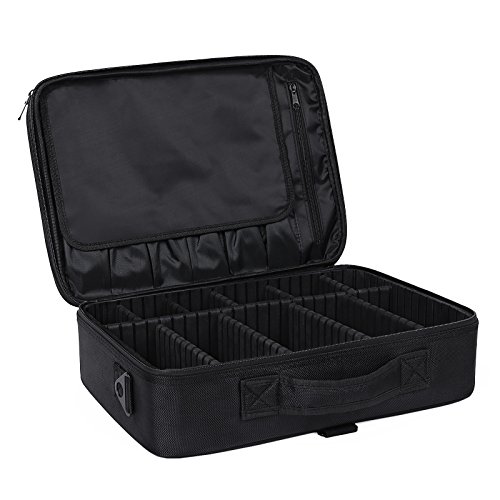6955880365975 - SONGMICS PROFESSIONAL MAKEUP TRAIN CASE PORTABLE COSMETIC TRAVEL CASE WITH DIVIDERS BLACK UMUC15B