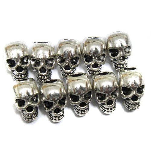 6957316609394 - SILVER SKULL SPACER BEADS-HONBAY-GREAT DIY ACCESSORIES FOR NECKLACE, BRACELETS AND EARRINGS MAKING