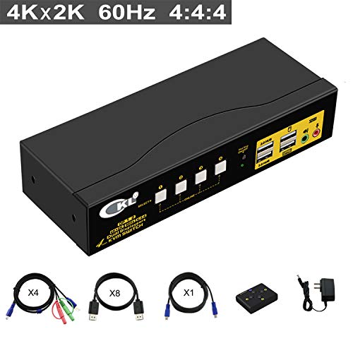 6957737930084 - CKL KVM SWITCH DUAL MONITOR DISPLAYPORT 4 PORT 4K 60HZ 4:4:4, 4X2 DP KVM SWITCH WITH AUDIO AND USB 2.0 HUBS