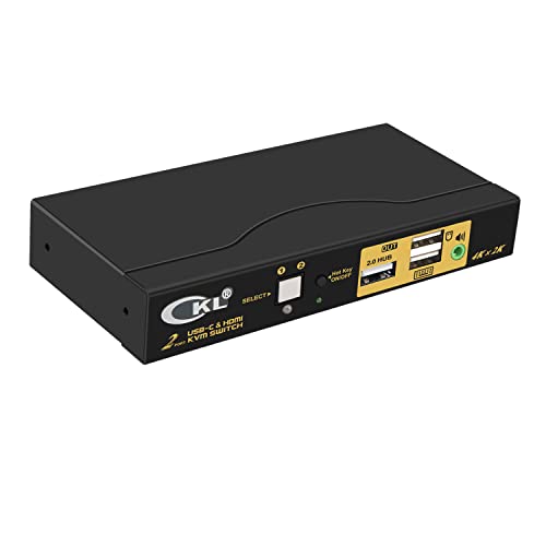 6957737934037 - CKL 2 PORT KVM SWITCH USB TYPE C + HDMI 4K 60HZ FOR 2 COMPUTERS OR LAPTOPS SHARING MONITOR, KEYBOARD AND MOUSE; WITH USB 2.0 HUB, AUDIO AND HOTKEY SUPPORT, CKL-62TH