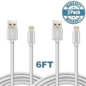6957738031728 - ZYD® CERTIFIED NYLON BRAIDED 8 PIN LIGHTNING TO USB CABLE (2 PACK, 6 FEET / 2 METER）