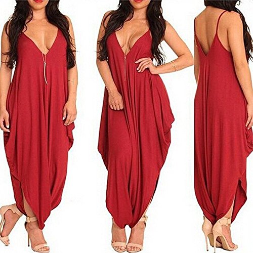 6958617821157 - MACACAO FEMININO NEW FASHION 2016 SUMMER JUMPSUIT WOMEN SEXY RED LOOSE STYLE SLEEVELESS OVERALLS LADIES PLAYSUIT