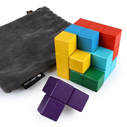 6959011525252 - SAINSMART JR. 7 BRICKS SPARKLE COLOR SOMA WOOD TETRIS CUBE, COME WITH CARRY BAG, TOY FOR FOSTERING S.T.E.M. SKILLS