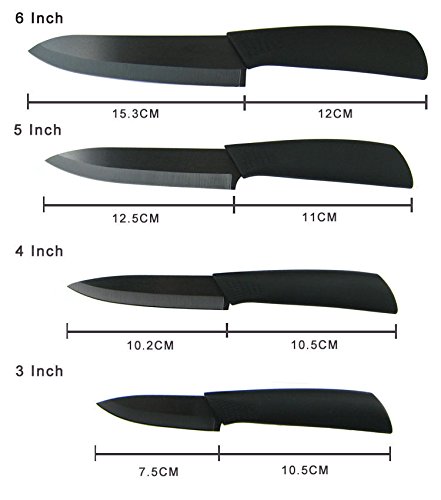 0695905764050 - JAHYSHOW® CERAMIC KNIFE KNIFE SET WITH SHEATH 6 CHEF KNIFE 5 UTILITY KNIFE 4 FRUIT KNIFE 3 PARING KNIFE WITH BLACK HANDLE
