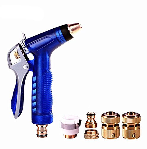 0696521956485 - WELL-BUILT UPGRADE GARDEN HOSE NOZZLE, HIGH PRESSURE, HEAVY DUTY METAL, HAND SPRAYER WITH WASHERS AND QUICK CONNECTORS. SUITABLE FOR CAR & PET WASHING, CLEANING, WATERING LAWN AND GARDEN.
