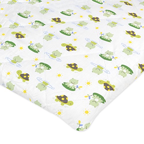 6966677995015 - CARTER'S COTTON QUILTED FITTED PLAYARD SHEET, LILYPAD FROGS