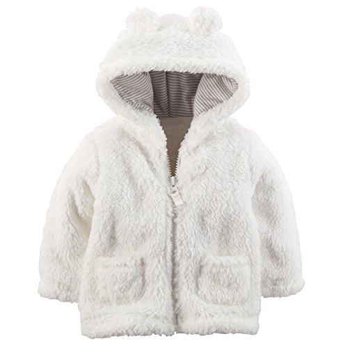 0696700008509 - CARTERS-BABY GIRL SHERPA JACKET-HOODED-WITH 3D EARS AND POCKETS (6 MONTHS, WHITE)