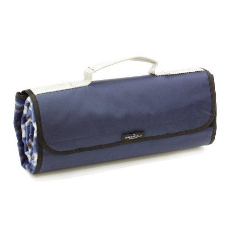 0696722277266 - GREENFIELD COLLECTION MOISTURE RESISTANT LUXURY PICNIC BLANKET, MIDNIGHT BLUE PLAID