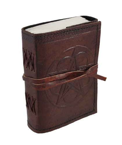 0696735688479 - EMBOSSED LEATHER PENTACLE JOURNAL WITH LEATHER CORD 3 1/2 IN. X 5 IN.