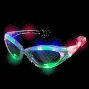 0696736015366 - LED FLASHING SUNGLASSES GLASSES - ASSORTED COLORS - (6 PAIR)