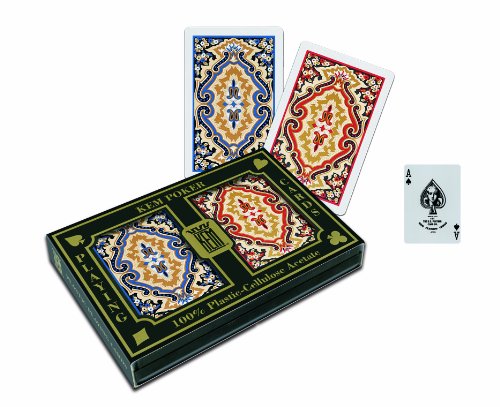 0696736420269 - KEM PAISLEY RED AND BLUE, BRIDGE SIZE-STANDARD INDEX PLAYING CARDS (PACK OF 2)
