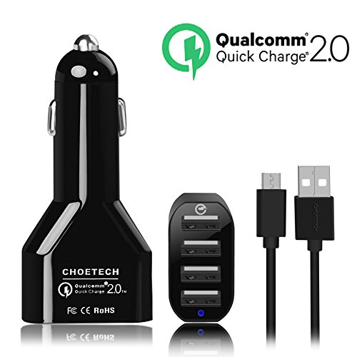 0696737941077 - QUICK CHARGE 2.0 CAR CHARGER-CHOE QUALCOMM CERTIFIED 51W 4 PORT MULTI USB QUICK CAR CHARGER ADAPTIVE FAST TURBO CHARGER WITH AUTO DETECT TECH FOR IPHONE 6S/IPHONE 6S+AND OTHER DEVICE