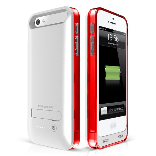 0696738007246 - IPHONE 5/5S BATTERY CASE, PROLIX POWER IPHONE 5/5S EXTERNAL PROTECTIVE BATTERY CASE / MFI APPLE CERTIFIED / IOS 7 COMPATIBLE / FITS ALL VERSIONS OF IPHONE 5 & 5S SILVER/RED