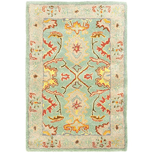 0696745789425 - SAFAVIEH HERITAGE COLLECTION HG734A HANDMADE LIGHT BLUE AND IVORY WOOL AREA RUG, 2 FEET BY 3 FEET (2' X 3')