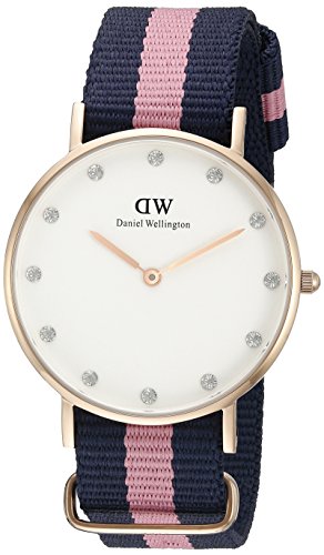 0696746329101 - DANIEL WELLINGTON WOMEN'S 0952DW CLASSY WINCHESTER ROSE GOLD-TONE WATCH WITH PINK AND NAVY BAND